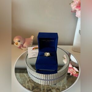 NIB! Kurt Geiger Gold-Tone Crystal Green Heart Cocktail Ring